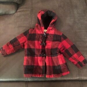 Plaid Black and Red Toddler Coat